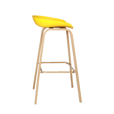 YELLOW TOP BAR STOOL WITH LAMINATED METAL LEGS (8319) view 2