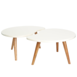 COFFE TABLE BEAN SHAPE MDF MELAMINE QUOTED WITH WOODEN LEGS