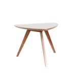 SMALL WOODEN WHITE TOP COFFEE TABLE WITH WALNUT COLOR WOODEN LEGS 450*450*350