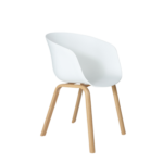 PLASTIC WHITE CHAIR WITH METAL LAMINATED LEGS