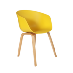 PLASTIC YELLOW CHAIR WITH WOODEN LEGS