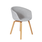 FABRIC GREY BUCKET CHAIR WOODEN LEGS