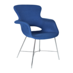 BLUE FABRIC LEISURE CHAIR WITH CHROME PLATED LEG