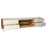 BEIGE COLOR GLASS TOP TV CONSOLE WITH 4 DRWERS - D889