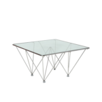 SMALL COFFEE TABLE STAINLESS STEEL WITH GLASS TOP