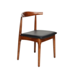 WOODEN CHAIR WALNUT COLOR AND BLACK PU SEATER