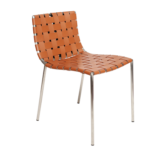 COGNAC COLOR PU DINNING CHAIR WITH METAL FRAME