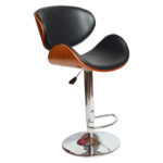 ADJUSTABLE BARSTOOL BEND WOOD BACK WALNUT COLOR / CHROME BASAE