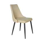 DINNING CHAIR CREAM COLOR FABRIC WITH WOODEN LEGS