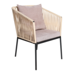 SEMI OUTDOOR SINGLE CHAIR WITH SCATTER CUSHION AND POWDER COATED LEGS