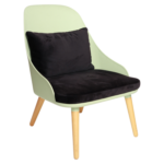PLASTIC CHAIR WITH BLACK VELVET MATERIAL CUSHION