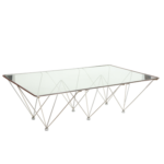 LARGE COFFEE TABLE STAINLESS STEEL WITH GLASS TOP ( 135cm X 75 cm X 42cm )